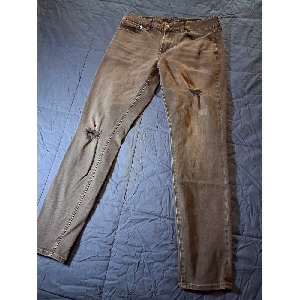 Aeropostale Mens Super Skinny Distressed Ripped Jeans Faded Black 32x32